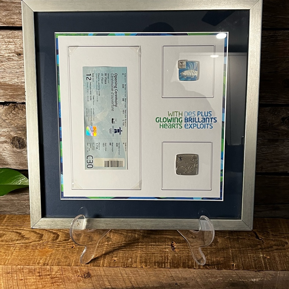 VANCOUVER 2010 One-of-a-Kind Souvenir Framed Tickets and Pins - Opening Ceremony